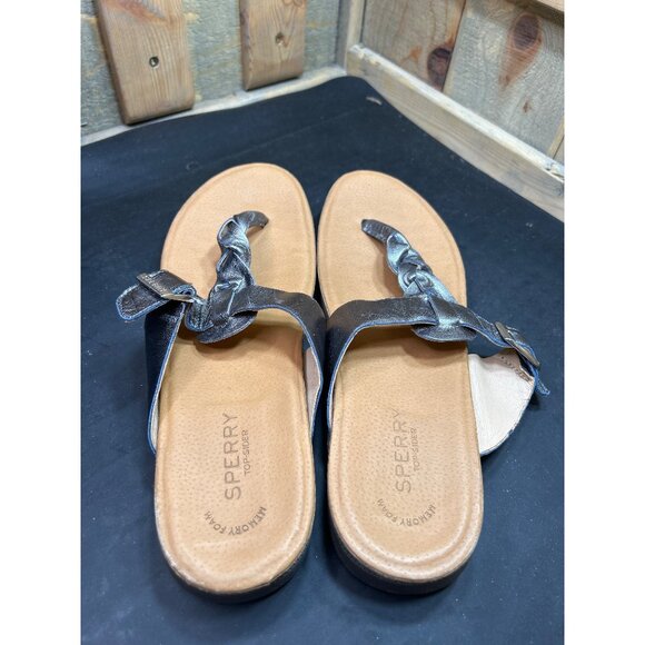 Sperry Womens 8.5M Leather Upper Memory Foam Metallic Sandals - Picture 5 of 7